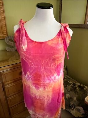 raya sun Pink & Orange Tie-Dye Coverup